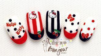Hello Kitty風格光療指甲 - 台北東區指甲彩繪:日安美甲 Bonjour Nails
