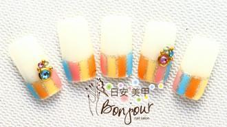 甜甜風4色光療指甲:台北東區美甲彩繪店-Bonjour Nails
