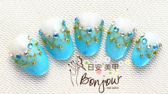 夏日高雅海洋風情光療指甲:台北東區美甲彩繪店-Bonjour Nails