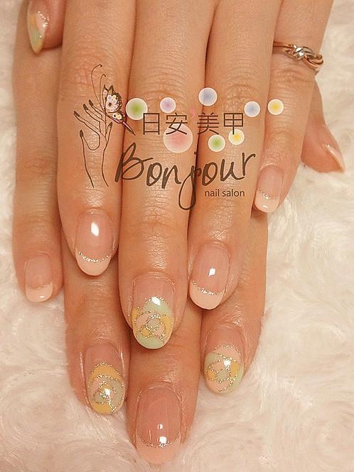 大理石花光療指甲:台北東區美甲彩繪店-Bonjour Nails