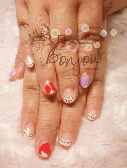 甜心風情光療指甲:台北東區美甲彩繪店-Bonjour Nails