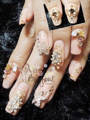 婚禮新娘造型款光療指甲3 - 台北東區美甲指甲彩繪:日安美甲 Bonjour Nail Salon